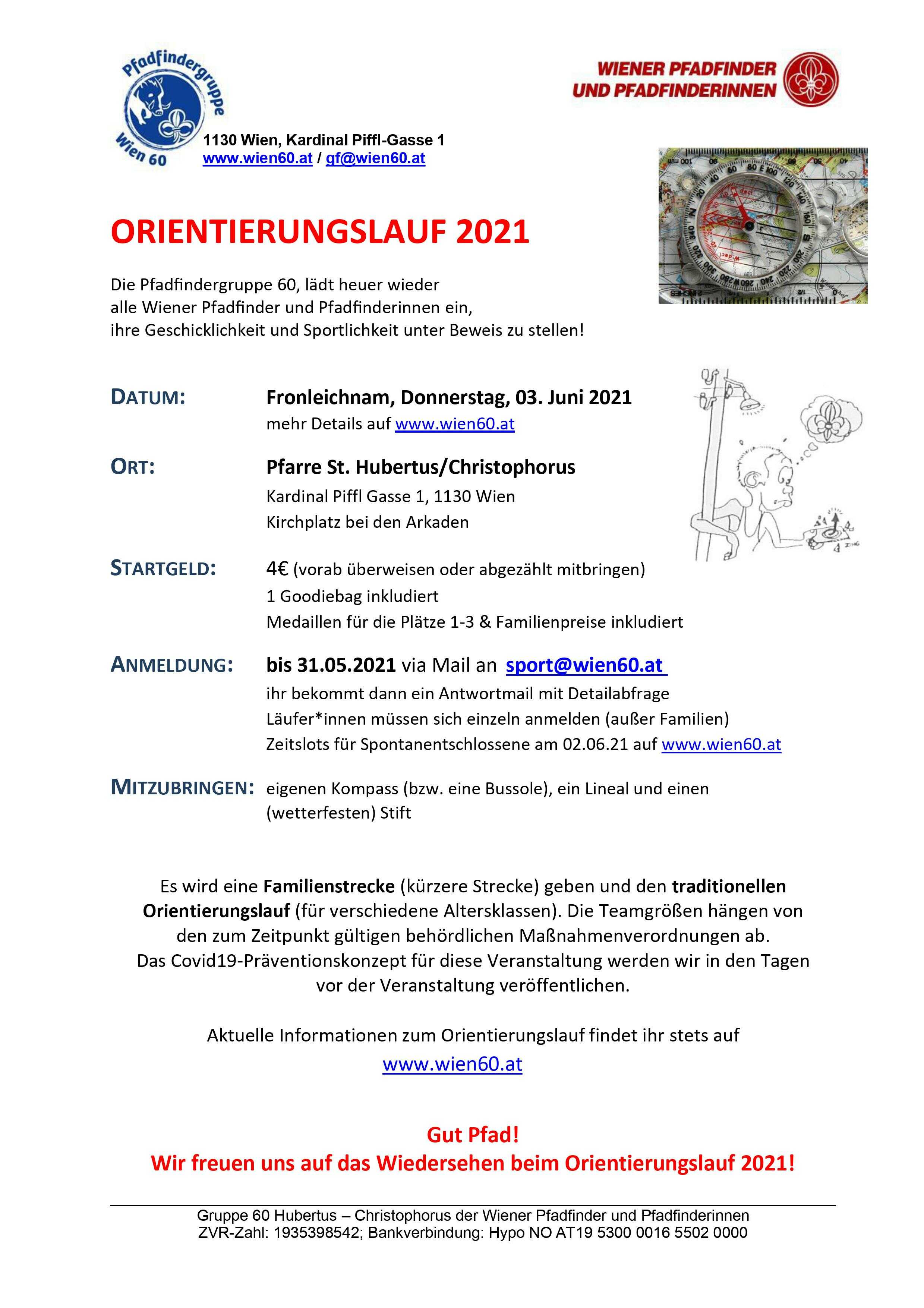 Einladung Orientierungslauf Gruppe 60 2021